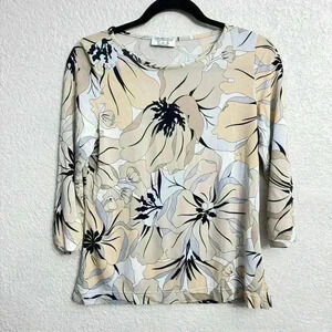 Averardo Bessi Beige/Cream Floral Blouse - Size 8